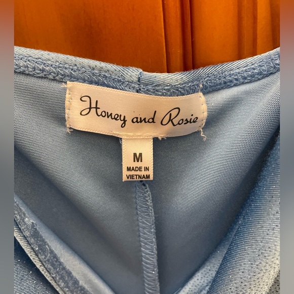 Honey and Rosie Blue Sparkle Metallic Shimmer Look Prom Home Coming Dress Medium - Picture 13 of 16